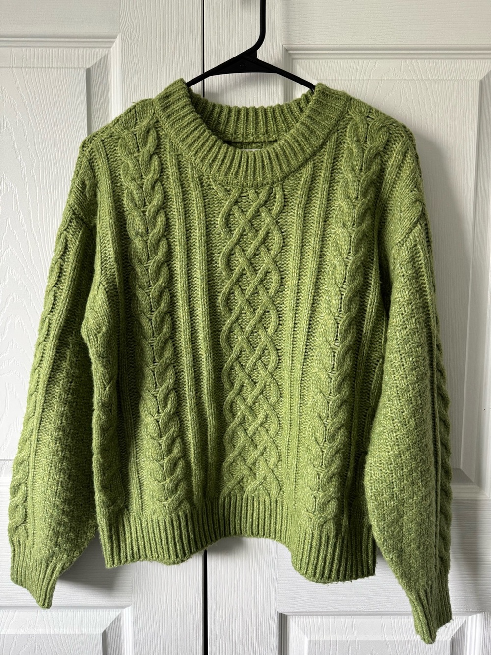 LC Lauren Conrad Light Olive Green Cable Knit Crewneck Sweater - Size S